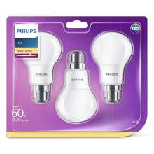 Набор 3x светодиодные лампочки Philips B22/8W/230V 2700K