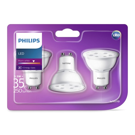 Набор 3x светодиодные лампочки Philips GU10/3.5W/230V 2,700K