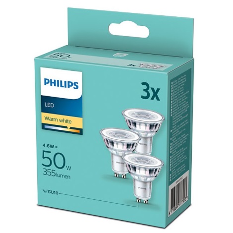 Набор 3x светодиодные лампочки Philips GU10/4,6W/230V 2700K