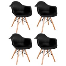НАБОР 4x Обеденный стул NEREA 81x61 см черный/бук