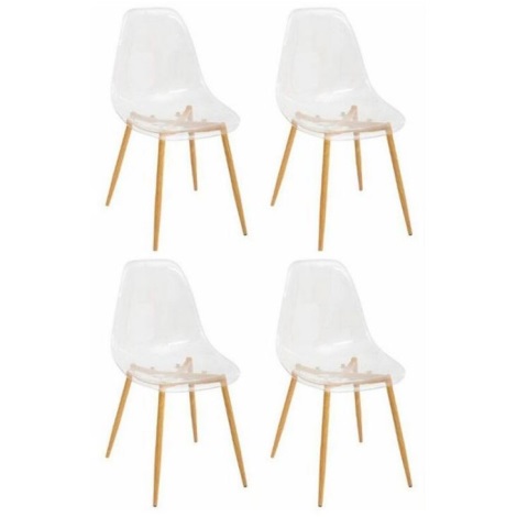 НАБОР 4x Обеденный стул TAHO коричневый/прозрачный