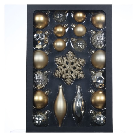 Набор рождественских украшений 25 шт. золотой/серебряный