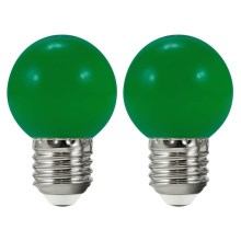 НАБІР 2x LED Лампочка PARTY E27/0,5W/36V зелений