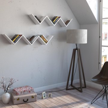 НАБІР 2x Настінна полиця ZIG ZAG 25x129 см білий