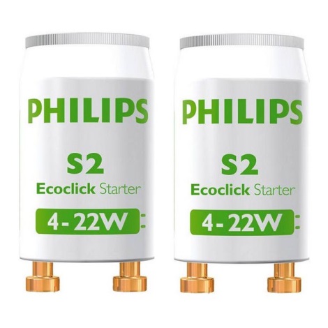 НАБІР 2x Стартери для люмінесцентних ламп Philips S2  4-22W