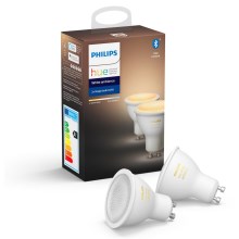 НАБІР 2x Світлодіодна лампочка з регульованою яскравістю Philips Hue WHITE AMBIANCE GU10/5W/230V 2200-6500K