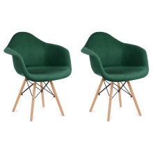 НАБІР 2x Обіднє крісло NEREA 80x60,5 см зелений/бук