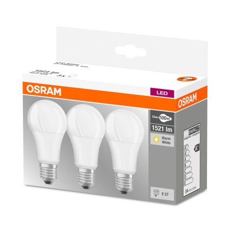 НАБІР 3x Світлодіодна лампочка A60 E27/13W/230V 2700K - Osram