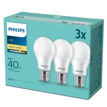 НАБІР 3x Світлодіодна лампочка Philips E27/6W/230V 2700K