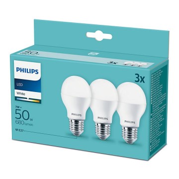 НАБІР 3x Світлодіодна лампочка Philips E27/7W/230V 3000K