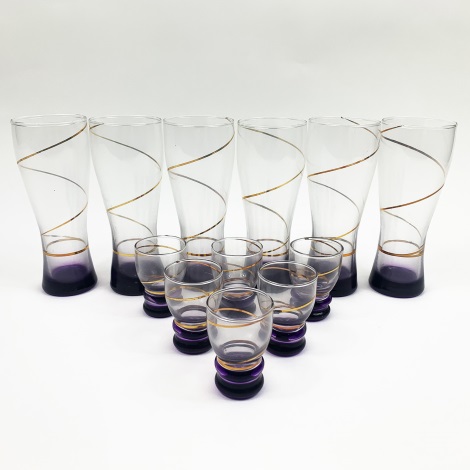 Набір 6x великих стаканів і 6x менших стаканів фіолетовий