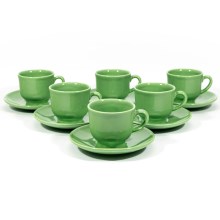 Набір 6x керамічна чашка Lucie з блюдцем зелений