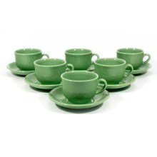Набір 6x керамічна чашка з блюдцем зелений
