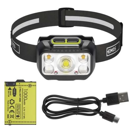 Налобний акумуляторний ліхтар з регулюванням яскравості LED/3xAAA/1000 mAh 3,7V