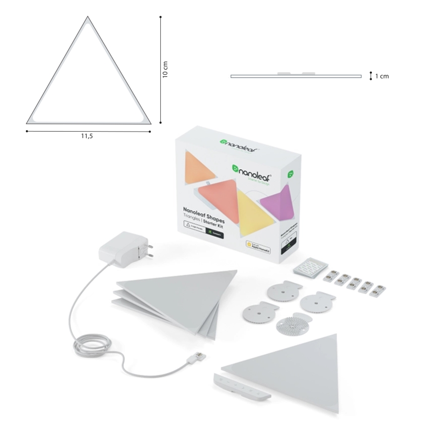 Nanoleaf - НАБОР 10x Светодиодная RGB-панель с регулированием яркости TRIANGLES LED/0,5W/230V Wi-Fi