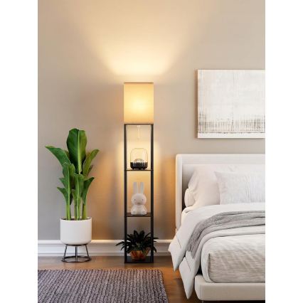 Напольная лампа с полками 1xE27/40Вт/230В чёрная/белая