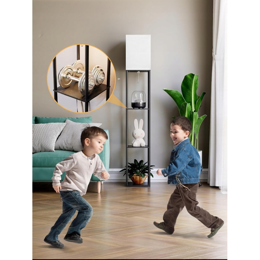 Напольная лампа с полками 1xE27/40Вт/230В чёрная/белая