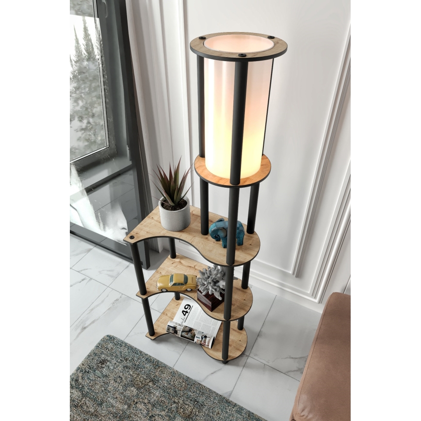 Напольная лампа с полками NOTO 1xE27/40W/230V бежевая/чёрная