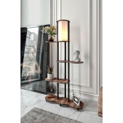 Napольная лампа с полками NOTO 1xE27/40W/230V коричневая/чёрная