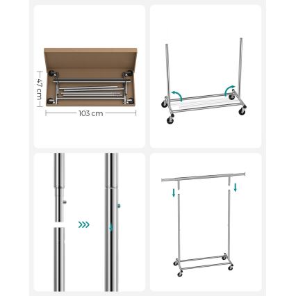 Напольная мобильная вешалка LINEA, серебристая