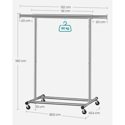 Напольная мобильная вешалка LINEA, серебристая