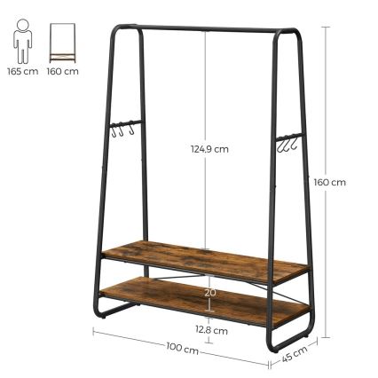 Напольная вешалка LINEA коричневая/чёрная