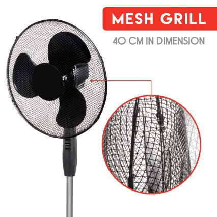 Напольный вентилятор 40W/230V ⌀ 40 см черный