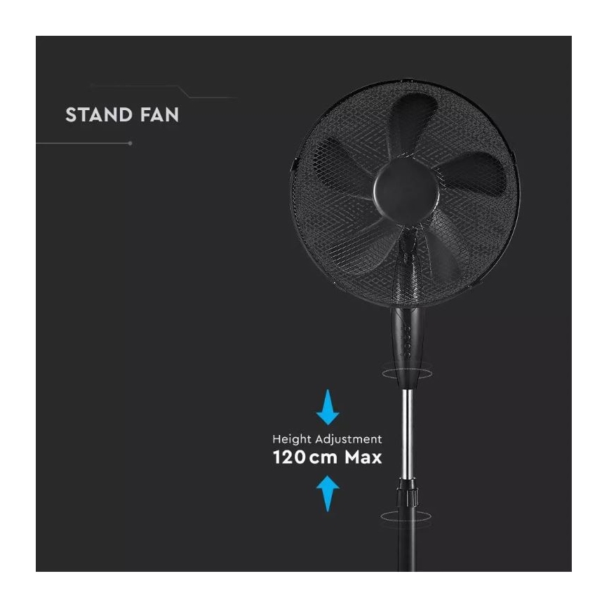 Напольный вентилятор 55W 43 см черный