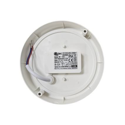 Наружный потолочный светильник LED, 8 Вт, 230 В, 4200 К, диаметр 14 см, IP64, белый