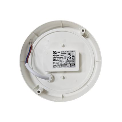 Наружный потолочный светильник LED, 8 Вт, 230 В, 4200 К, диаметр 14 см, IP64, белый