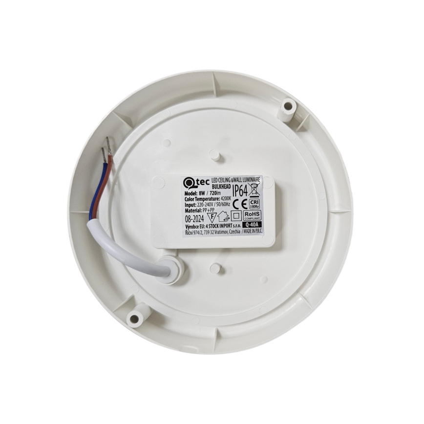 Наружный потолочный светильник LED, 8 Вт, 230 В, 4200 К, диаметр 14 см, IP64, белый