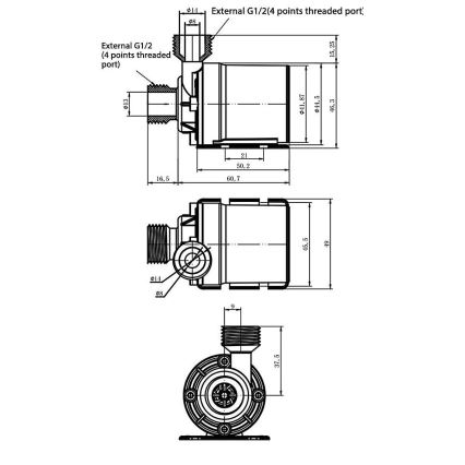 Насос 12VDC 800л/час G1/2"