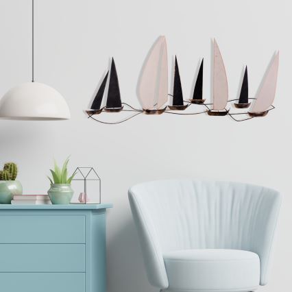 Настенное украшение 52x117 см парусник из металла