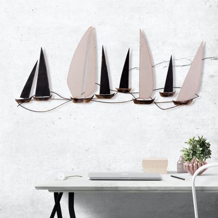 Настенное украшение 52x117 см парусник из металла