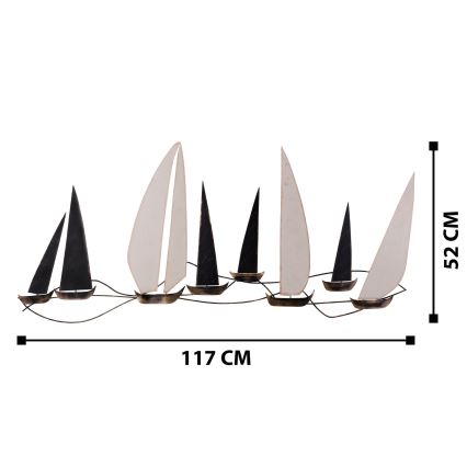 Настенное украшение 52x117 см парусник из металла