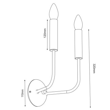 Настенная лампа AKASYA 2xE14/15W/230V черный/золотистый