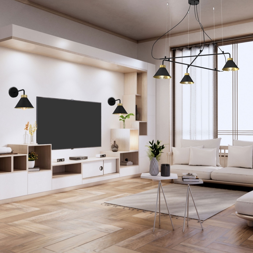 Настенная лампа DEMET 1xE27/60W/230V черная/золотая