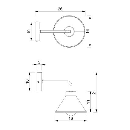 Настенная лампа DEMET 1xE27/60W/230V черная/золотая