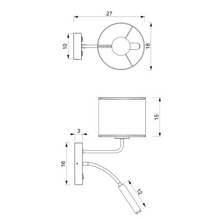 Настенная лампа LOFT SHADE 1xE27/60W+1xG9/8W/230V белая/золотая