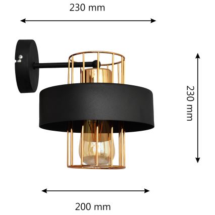 Настенная лампа VOLTA 1xE27/15W/230V 23 cm черная/золотая
