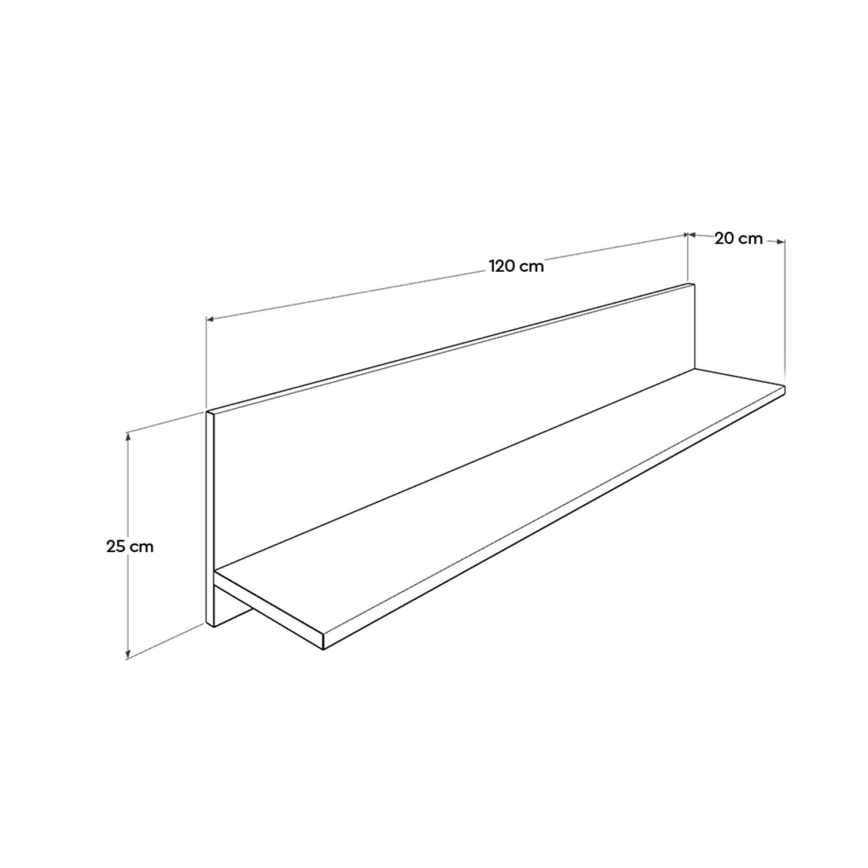 Настенная полка 25x120 см коричневый