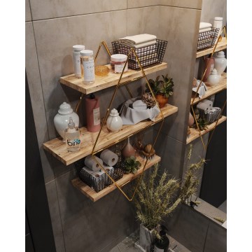 Настенная полка 70x60 см золотистый/коричневый