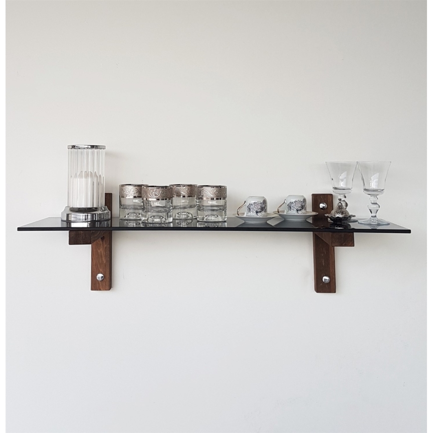 Настенная полка 85x25 см сосна/черный