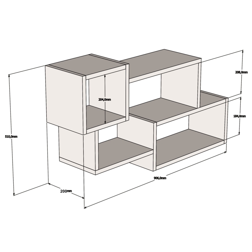 Настенная полка AFRO 51x90,6 см белый/коричневый