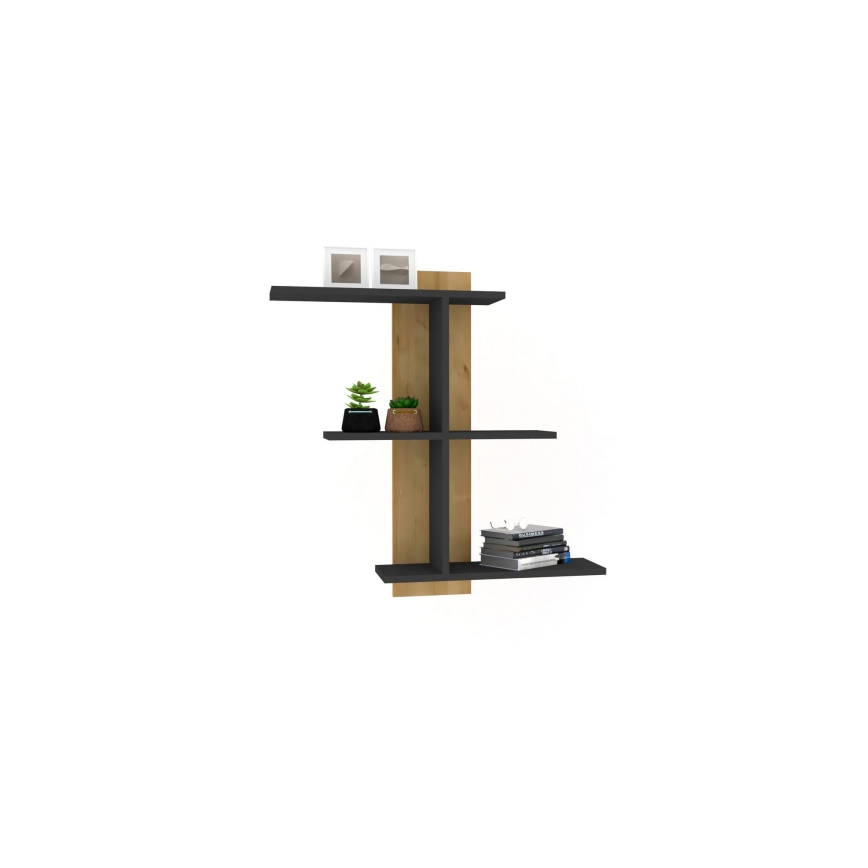 Настенная полка BAHRO 90x111 см антрацит/коричневая