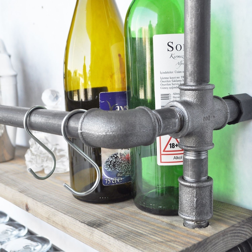 Настенная полка BORU 67x60 см коричневый/черный