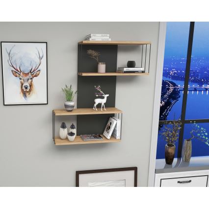 Настенная полка DESTAN 65x96x19 см антрацит/коричневый