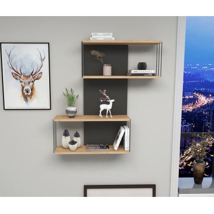 Настенная полка DESTAN 96x65 cm антрацит/коричневый