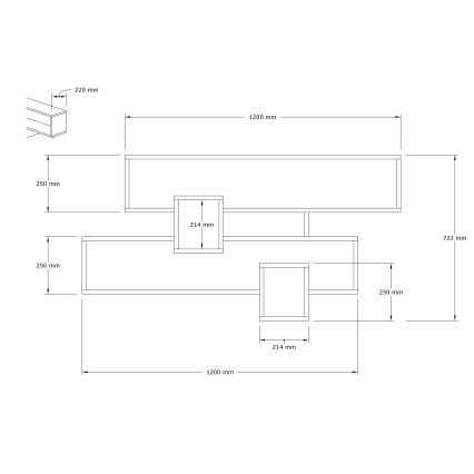 Настенная полка KAREN 120x72,2 см антрацит/коричневый