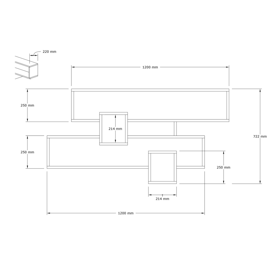 Настенная полка KAREN 120x72,2 см антрацит/коричневый